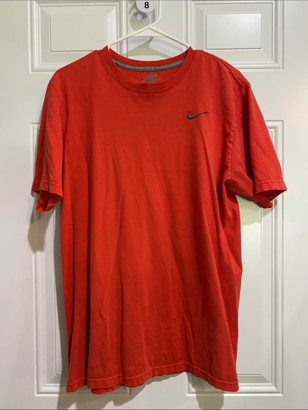 Nike Red Short Sleeve Crew T-Shirt with Black Swoosh
